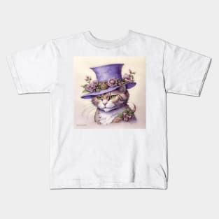 [AI Art] Cheeky cat with hat Kids T-Shirt